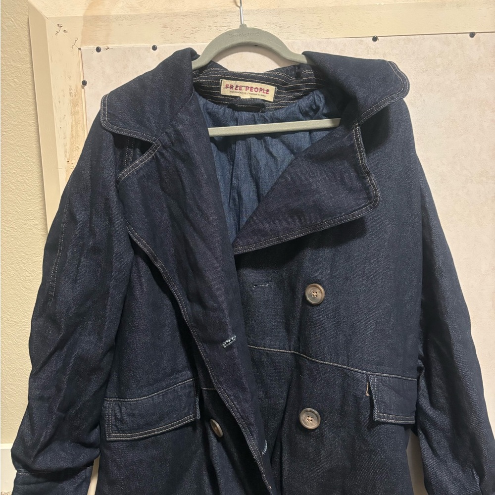 NWOT Free People Denim Car Coat - Rinse Wash - Picture 4 of 7